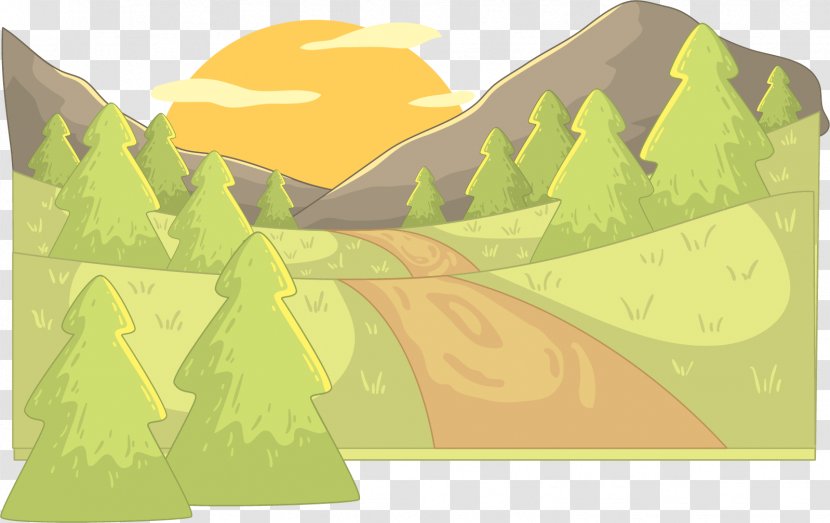 Euclidean Vector Landscape Illustration - Drawing - Dusk Mountain Views Transparent PNG