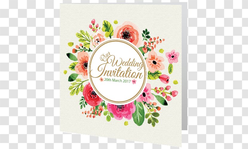 Flower Wreath Watercolor Painting - Brand - 2017 Wedding Card，wedding Invitation Card Transparent PNG