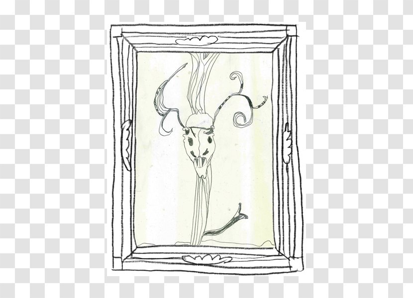 Line Art Mammal Cartoon Sketch - Flower - Deer Skull Transparent PNG