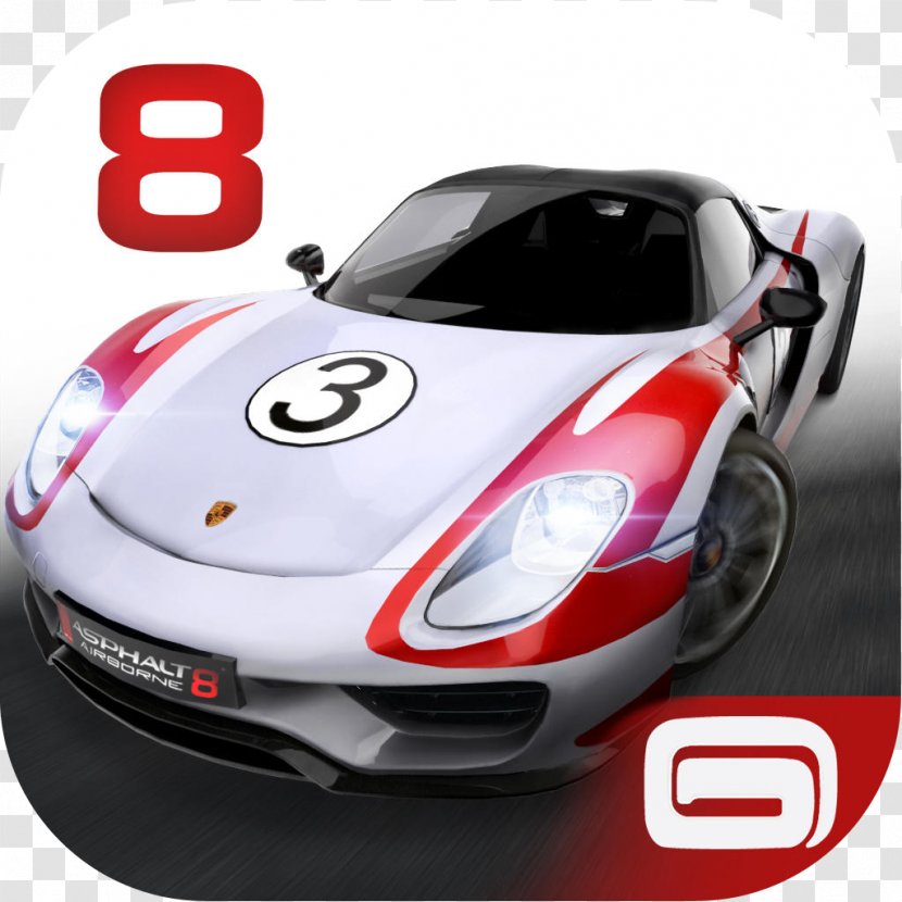 Asphalt 8: Airborne Porsche Racing Video Game Android - 918 Spyder - Car Race Transparent PNG