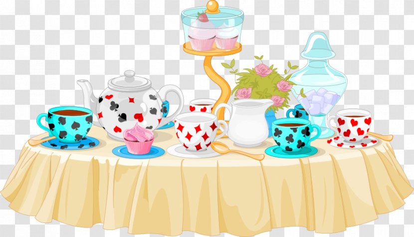Tea Party Cupcake Clip Art - Royaltyfree - Vector Table Material Transparent PNG