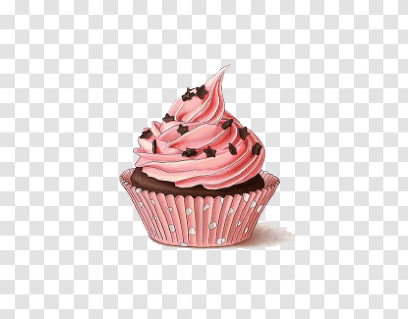 Cupcake Food Buttercream Icing Pink - Cream - Muffin Transparent PNG