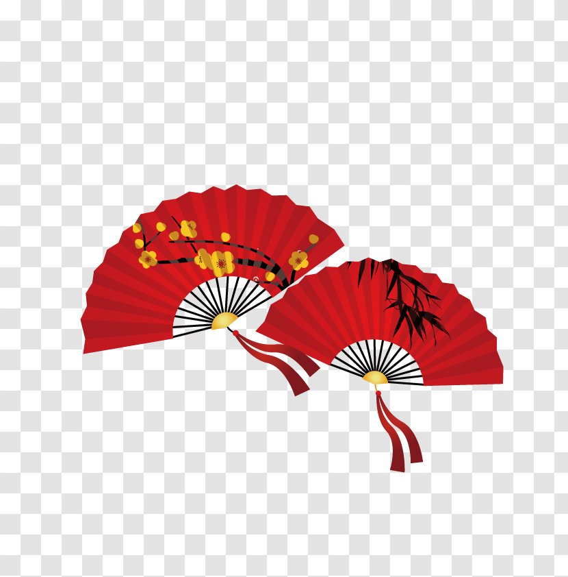 China Paper Hand Fan Icon - Red - Vector Chinese Transparent PNG