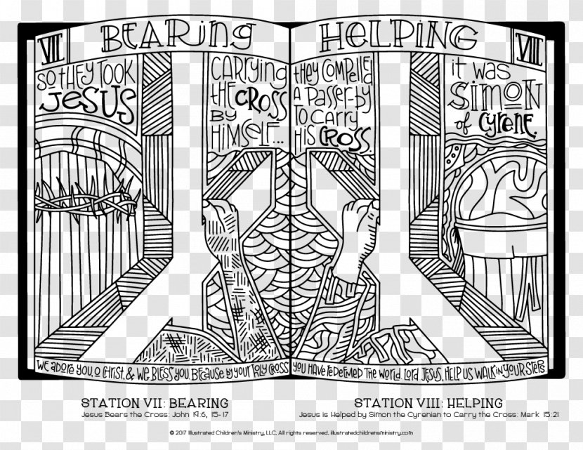 Stations Of The Cross Child Christian Coloring Book - Drawing Transparent PNG
