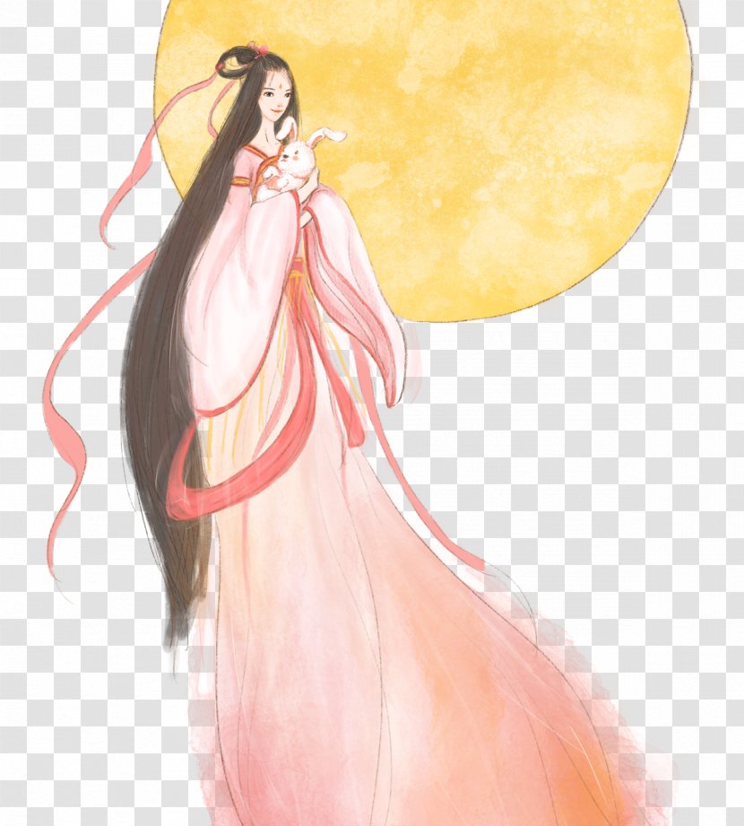 Mooncake Change Mid-Autumn Festival Drawing Illustration - Heart - Cartoon Hand-painted Moon Goddess Fairy Transparent PNG