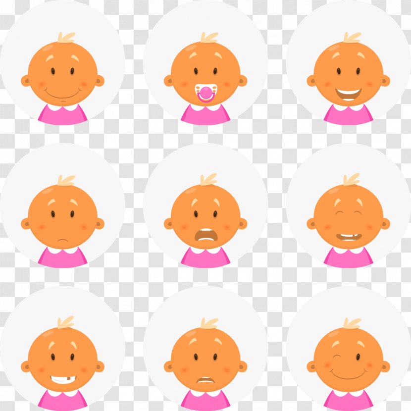 Infant Clip Art - Smile - 9 Cute Baby Picture Vector Material Transparent PNG