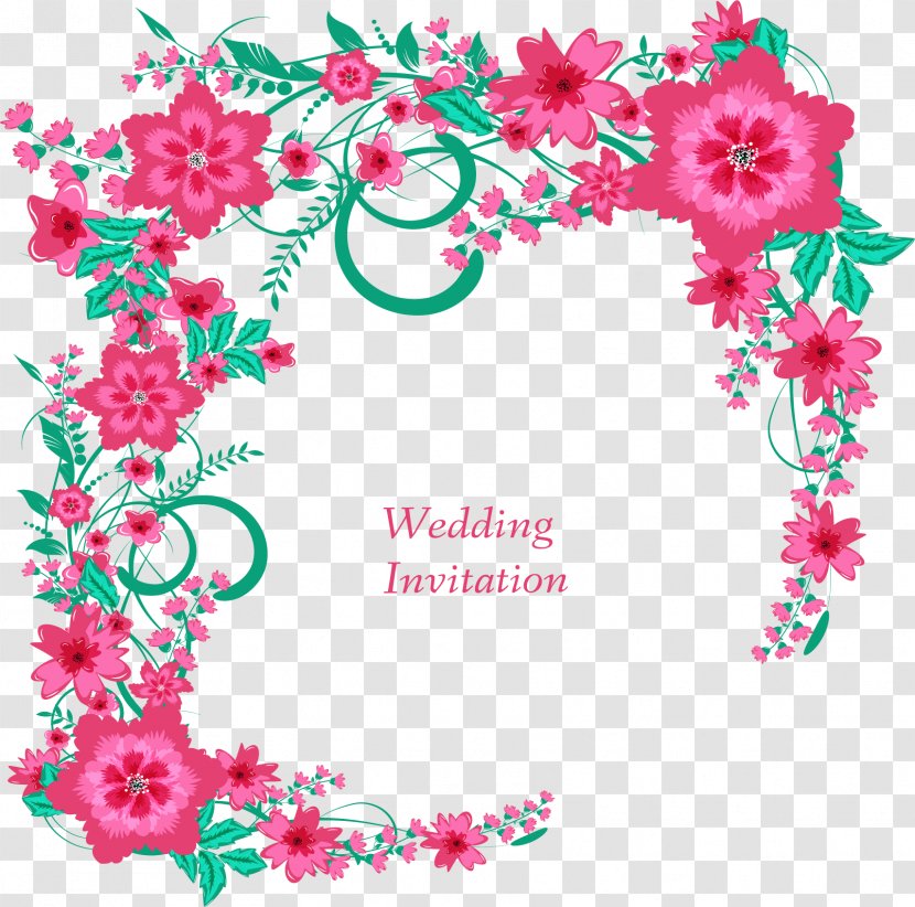 Wedding Invitation Flower Floral Design - Magenta - Pink Flowers Transparent PNG