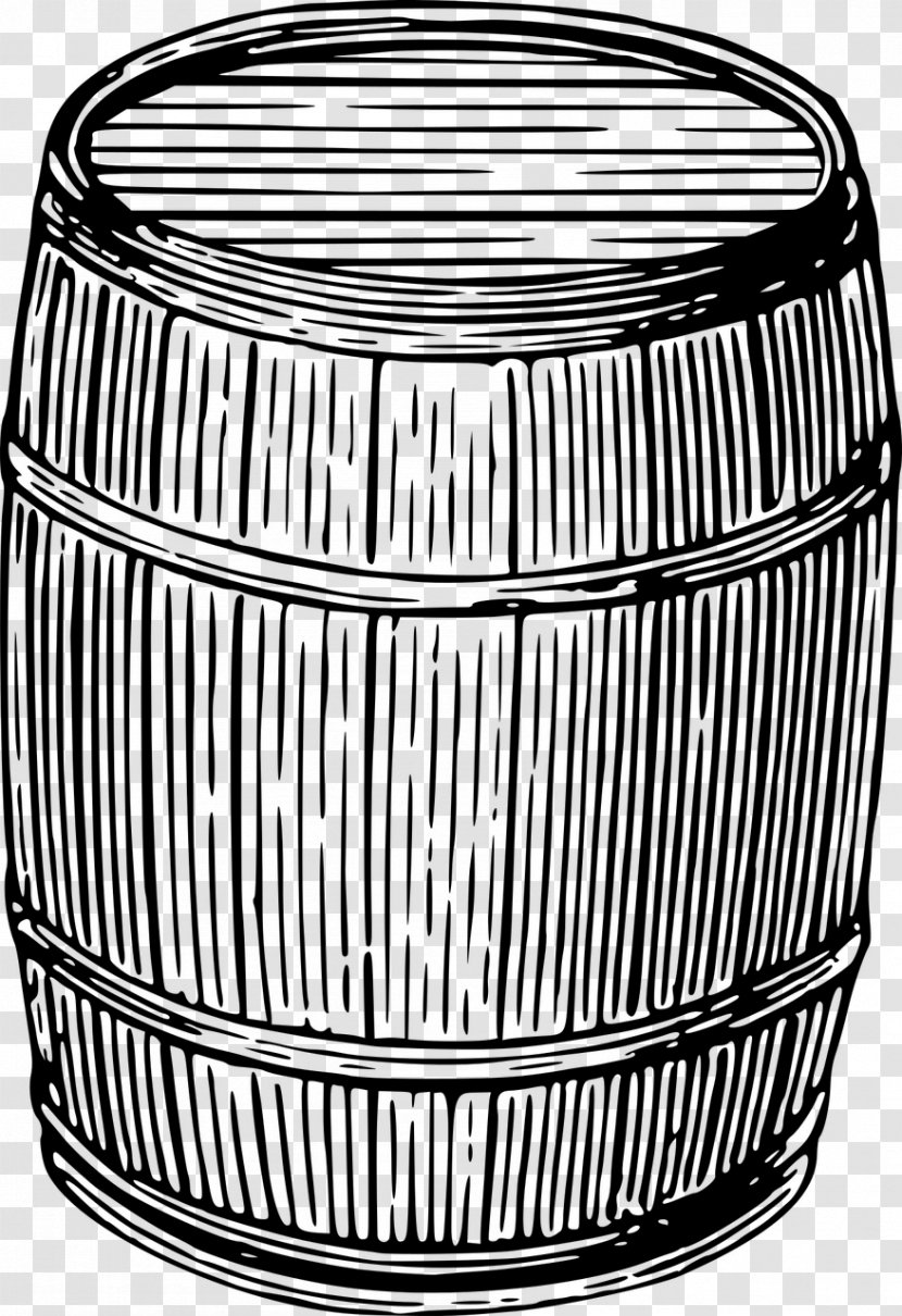 Wine Barrel Drawing - Black And White - Container Transparent PNG