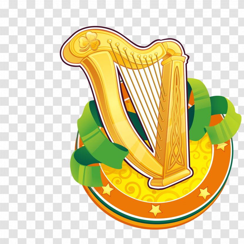 Ireland Saint Patricks Day Celtic Harp Symbol - Music - St. Patrick's Element Vector Transparent PNG