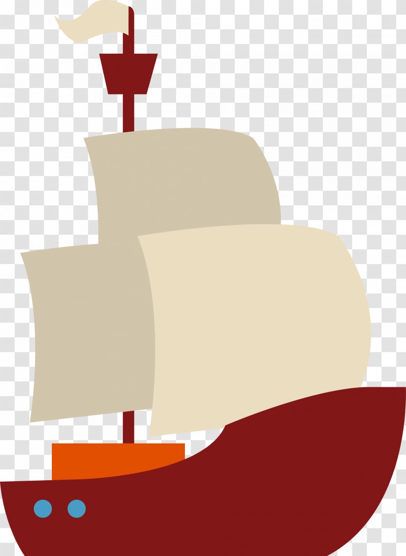 Cartoon Clip Art - Sailing Ship - Hand Painted Vector Transparent PNG