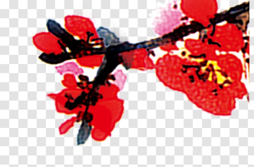 China Chinese New Year Lunar - Ink Plum Transparent PNG