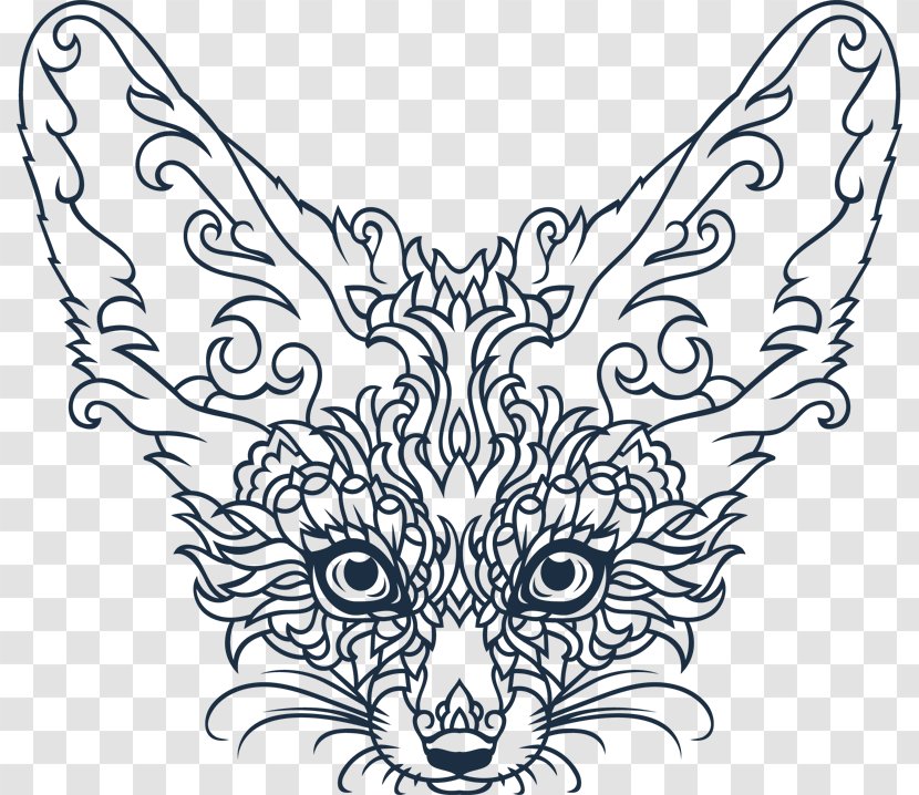 Drawing Line Art Behance Visual Arts - Ornament - Fox Tattoo Transparent PNG