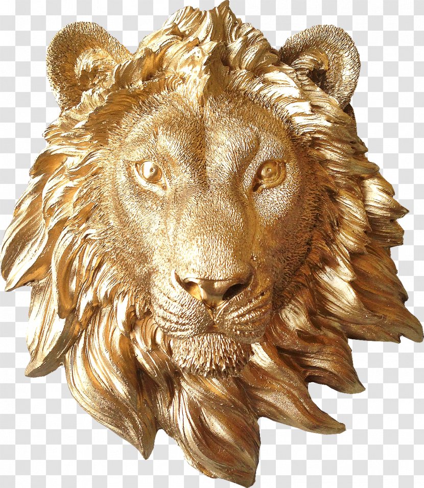 Lion Saraswati Sculpture YouTube Statue - Big Cats - Gold Head Transparent PNG