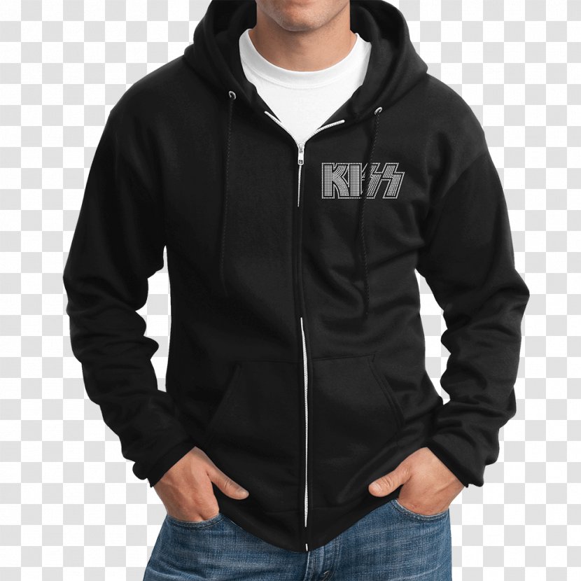 Hoodie T-shirt Sweater Zipper - Black - Kiss The Child Transparent PNG