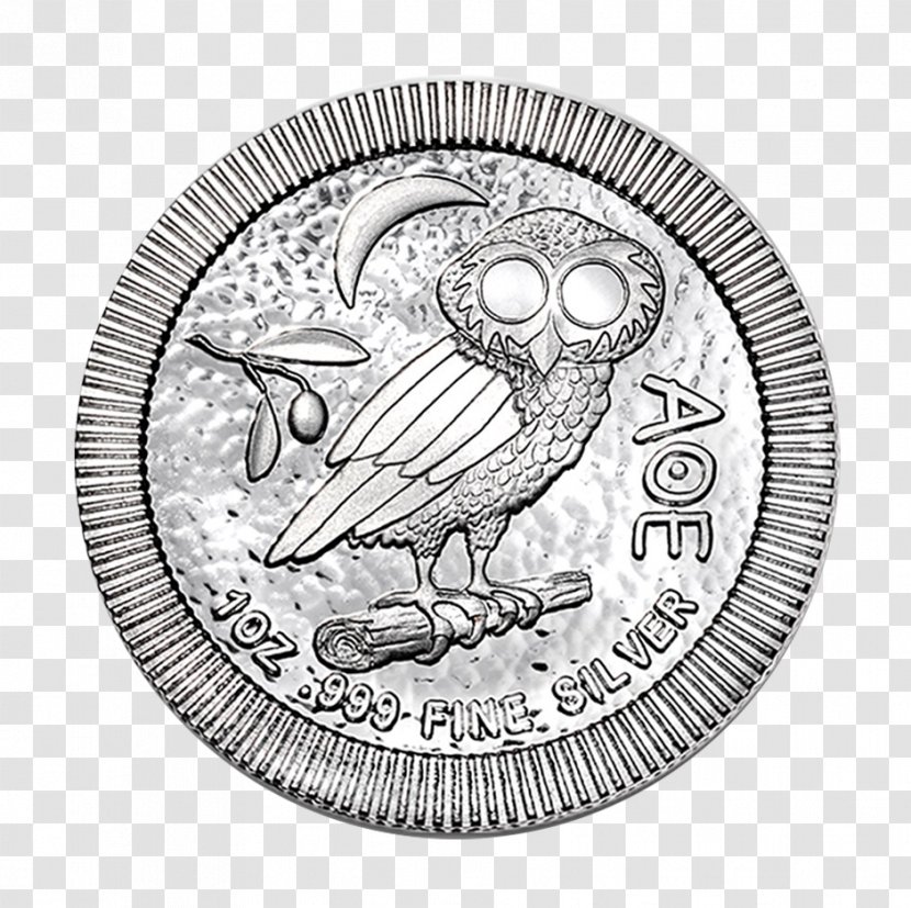 Owl Of Athena Silver Coin New Zealand Tetradrachm - Drawing Transparent PNG