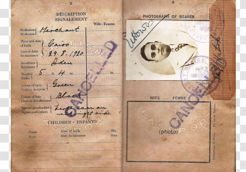 Aden Protectorate Qu'aiti Document British Empire Passport - Travel Transparent PNG