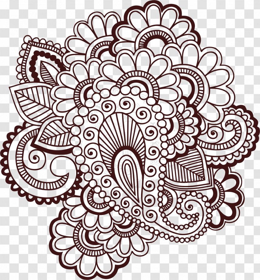 Henna Mehndi Tattoo Drawing Clip Art - Flower - Cliparts Transparent PNG