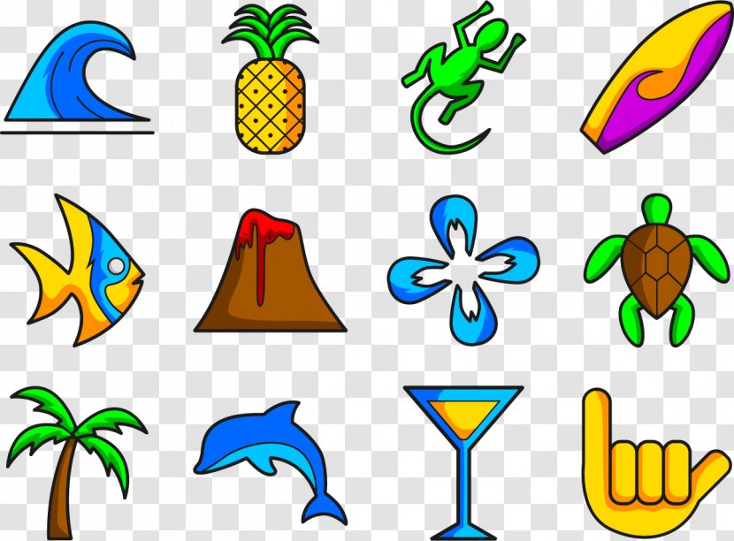 Hawaii Symbol Surfing Icon - Organism - Vector Beach To Play Transparent PNG