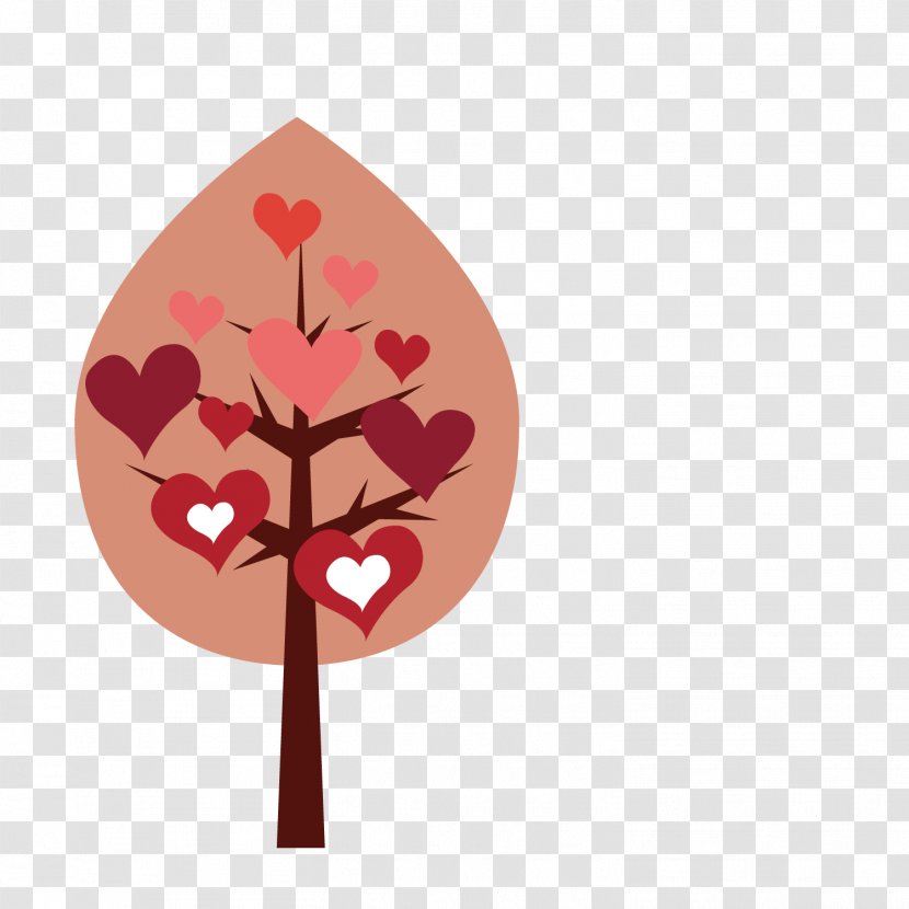 Tree Euclidean Vector Illustration - Valentine S Day - Red Love Decorative Trees Transparent PNG