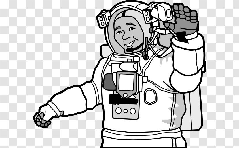 Astronaut Space Suit Outer Black And White Clip Art - Heart - Images Of Astronauts Transparent PNG