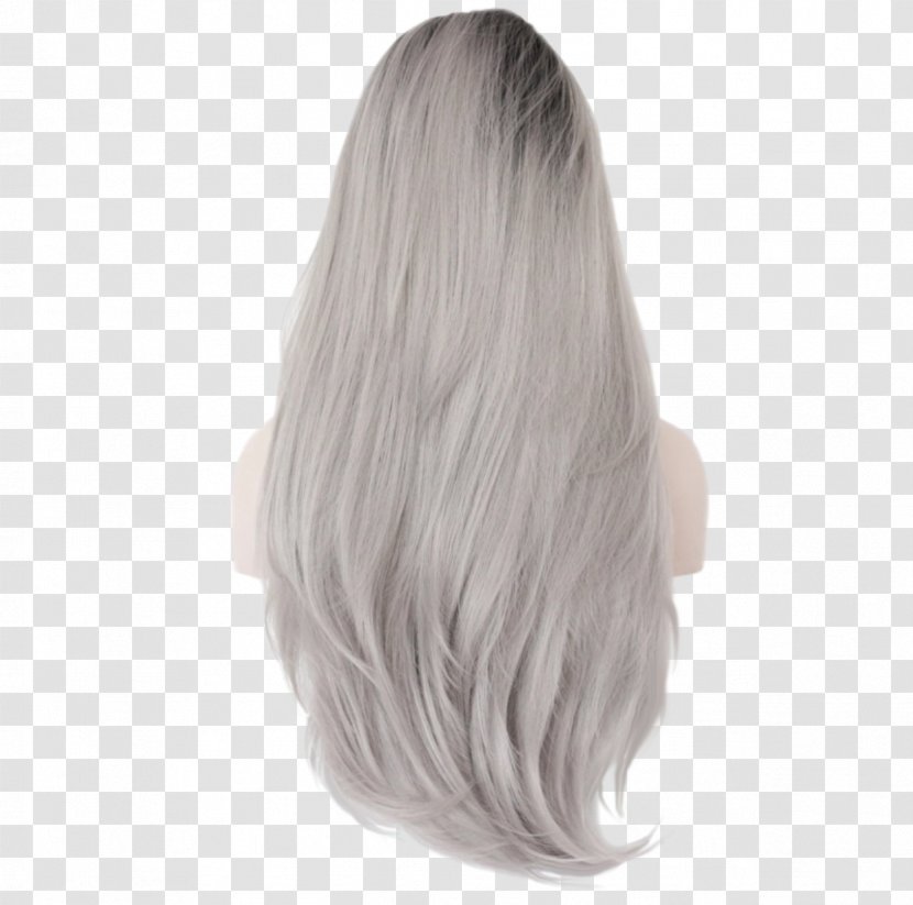 Lace Wig Synthetic Fiber Hair - Grey Transparent PNG