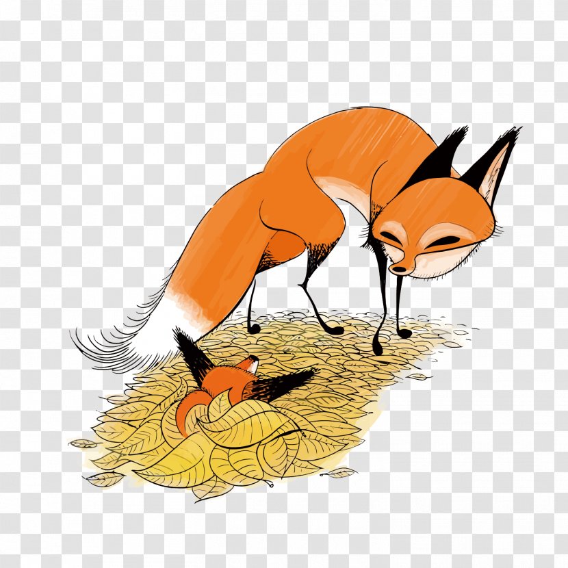 Red Fox Drawing Illustration - True Foxes - Vector Mother And Son Transparent PNG