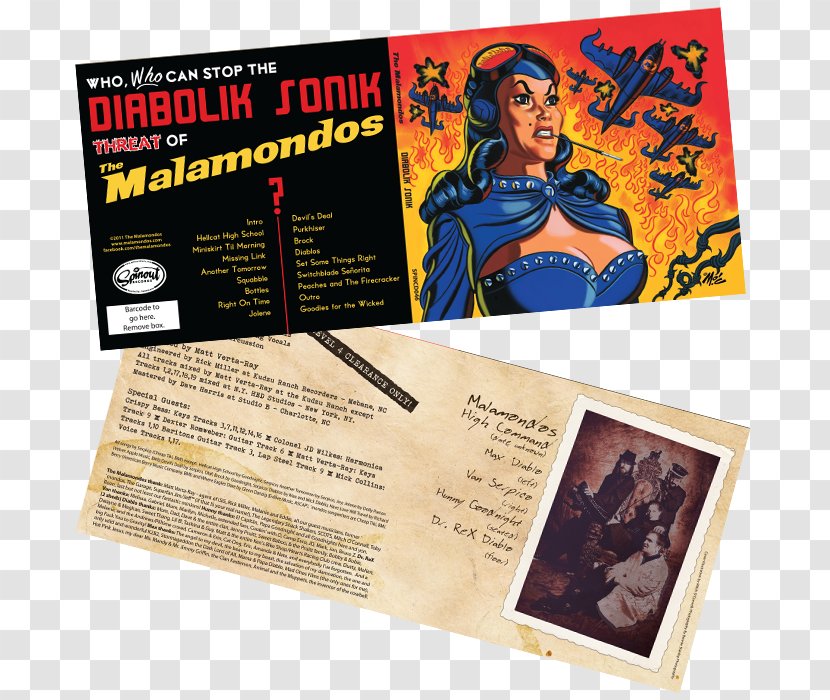 Diabolik Sonik The Malamondos Compact Disc Poster - Musical Ensemble Transparent PNG