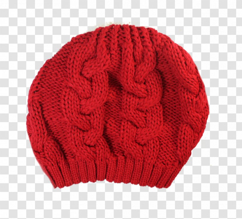 Beanie Knit Cap Woolen Knitting - Red Transparent PNG