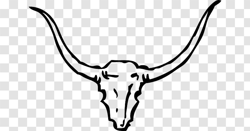 English Longhorn Texas Bull Clip Art - Wildlife - Deer Skull Transparent PNG
