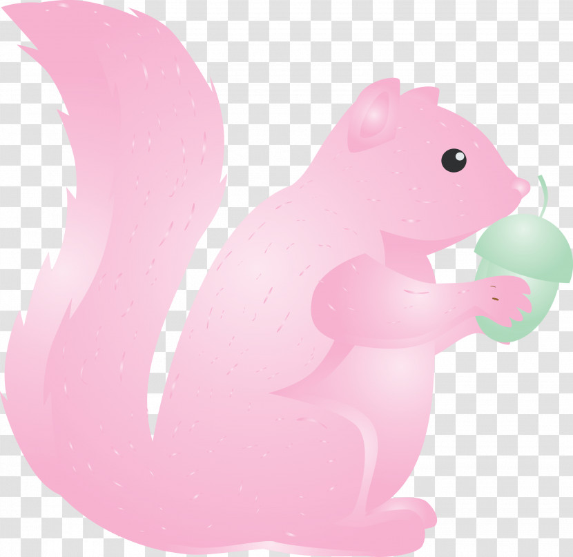 Squirrel Pink Cartoon Animal Figure Tail Transparent PNG