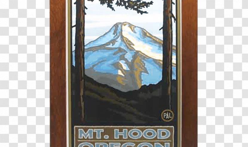 Mount Hood Portland Poster Art Columbia River Gorge National Scenic Area - Window - Solid Wood Border Transparent PNG