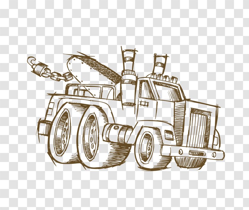 Car Tow Truck Royalty-free Clip Art - Hand Drawn Tractor Transparent PNG
