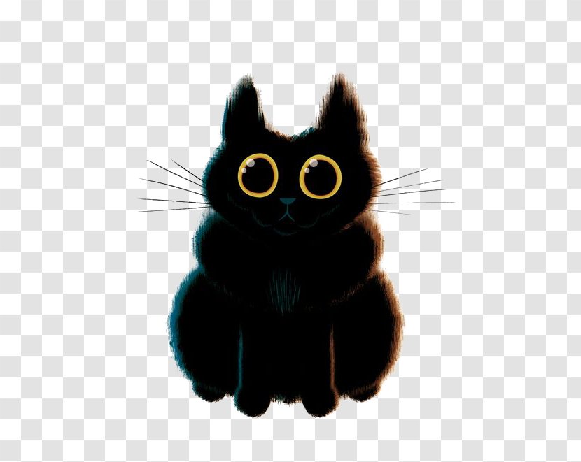 Black Cat Kitten Whiskers Domestic Short-haired - Like Mammal - Illustration Transparent PNG