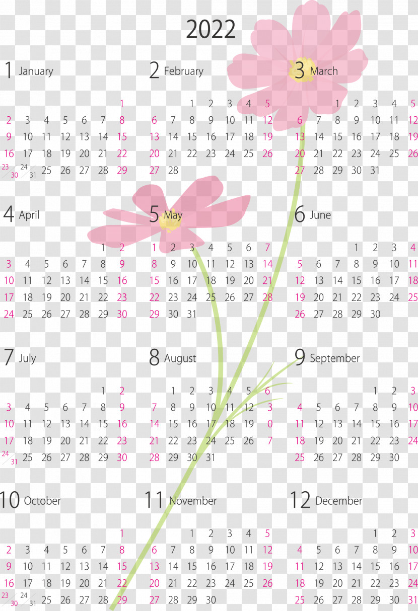 2022 Yearly Calendar Printable 2022 Yearly Calendar Transparent PNG