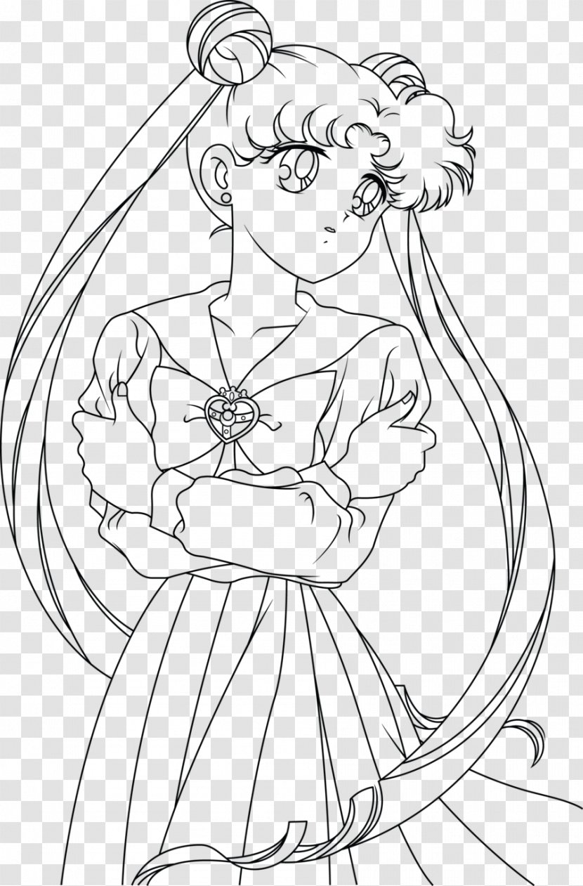 Sailor Moon Line Art Chibiusa Drawing Character - Based Transparent PNG