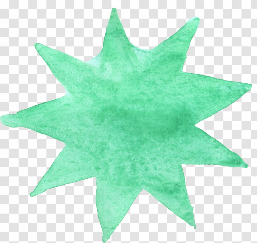 Watercolor Painting Star Leaf Green - Red Transparent PNG