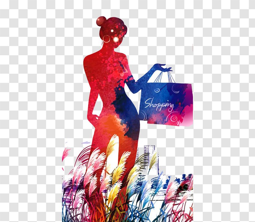 Paper Poster Shopping Bag Printing - Woman Transparent PNG