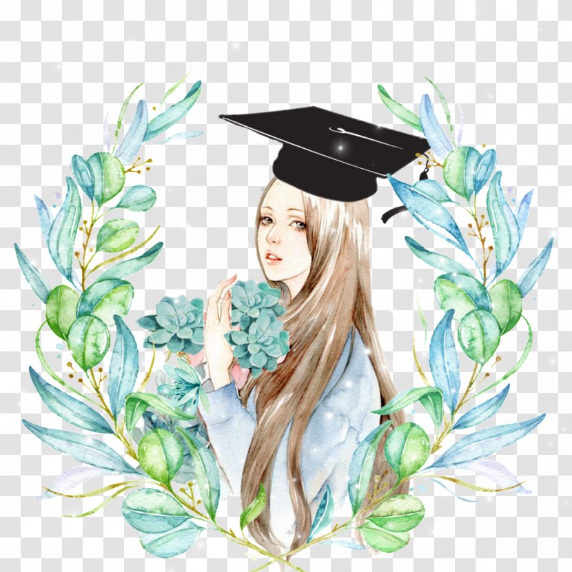 Watercolor Painting Image Olive Leaf - Graduate Flower Graduation Bouquet Transparent PNG