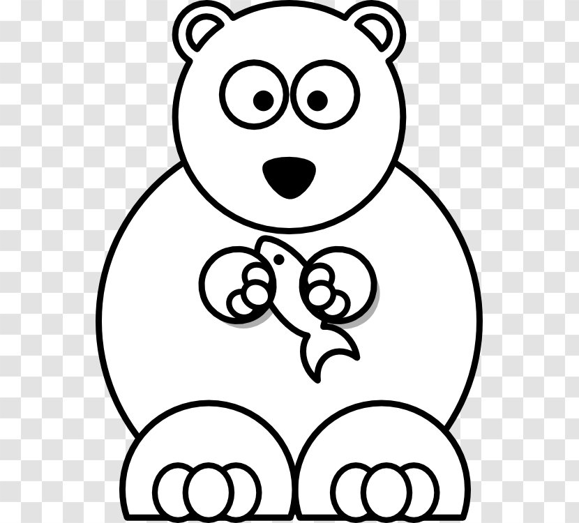 Baby Polar Bear Cartoon Clip Art - Heart - Black White Drawings Transparent PNG