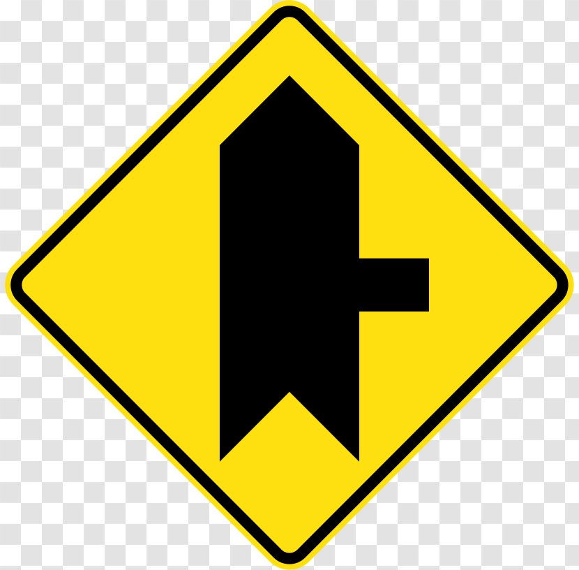 Traffic Sign Merge Lane Road - Warning Transparent PNG