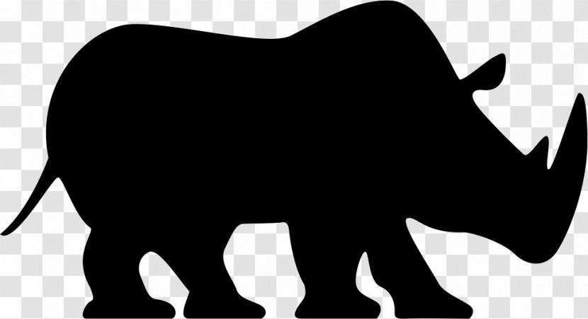 Rhinoceros African Elephant Wildlife Canidae Clip Art - Black And White - Design Transparent PNG