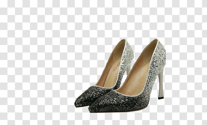 Court Shoe High-heeled Footwear Dress - Sandal - Silver Sequined High Heels Transparent PNG