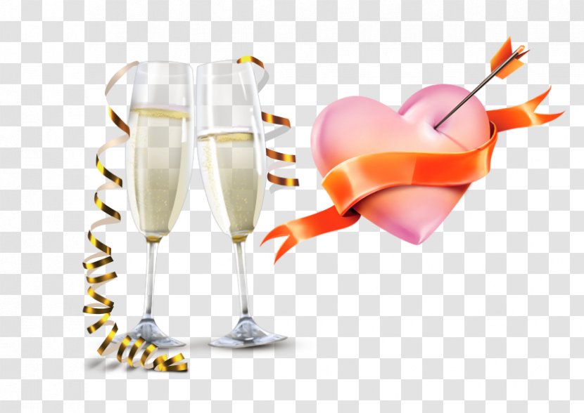 Champagne Glass Wine Clip Art - Heart - Wine,Hearts,arrow Transparent PNG