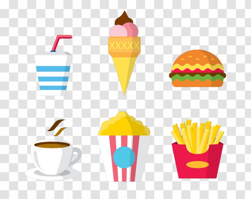 Ice Cream Cone French Fries Hamburger Fast Food - Cuisine - Burger Collection Transparent PNG