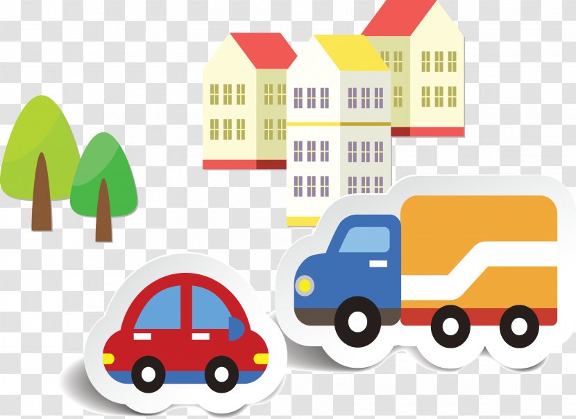 Car - Yellow - Paper-cut Truck Building Transparent PNG