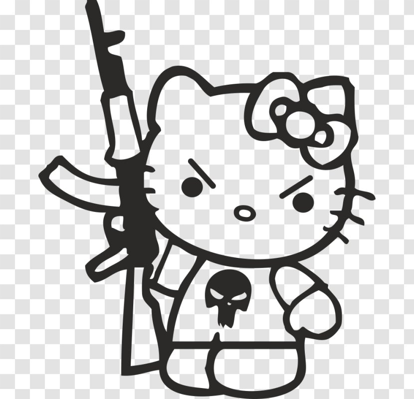 Hello Kitty Decal Sticker AK-47 Firearm - Silhouette - Ak 47 Transparent PNG