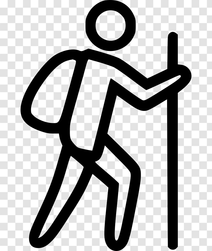 Hiking Backpacking Clip Art - Black And White - Trekking Icon Transparent PNG