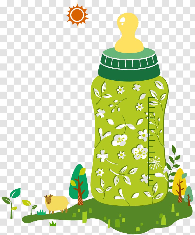Baby Bottle Illustration - Leaf - Cartoon Transparent PNG