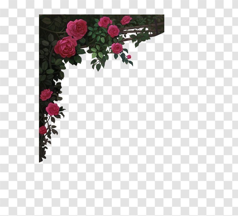 Red Wine Garden Roses Rosé Picture Frame - Textile - Mysterious Border Transparent PNG