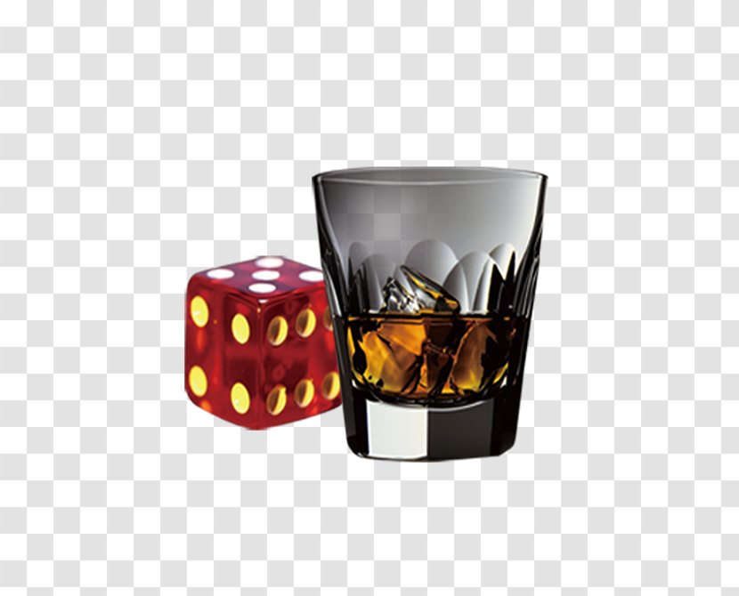 Clip Art - Old Fashioned Glass - Dice And Foreign Wine Transparent PNG